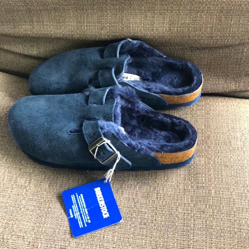 Brand new Boston shearing Birkenstock’s navy blue